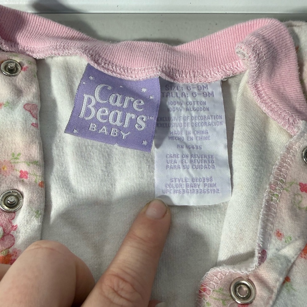 Vintage Care Bears Pink and White Baby Onesie
